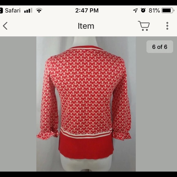 Moth Anthropologie Red Anchor Print  Sweater - Picture 4 of 6